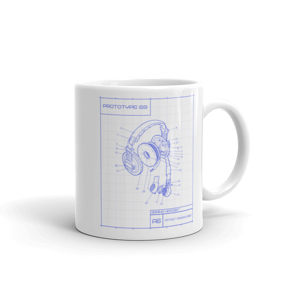 Gamer Headset Blueprint Coffee Mug